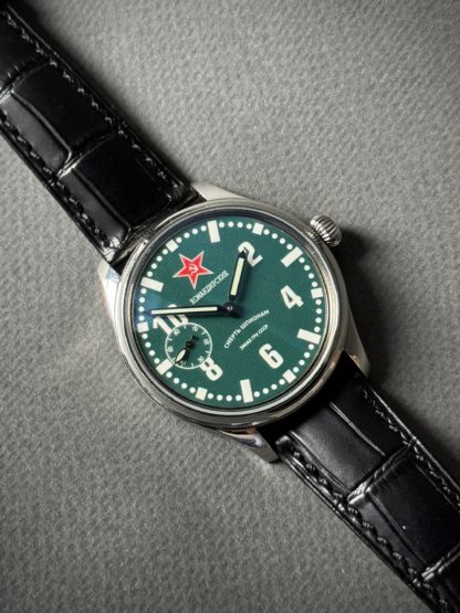 часы СССР Молния Командирские с зеленым циферблатом